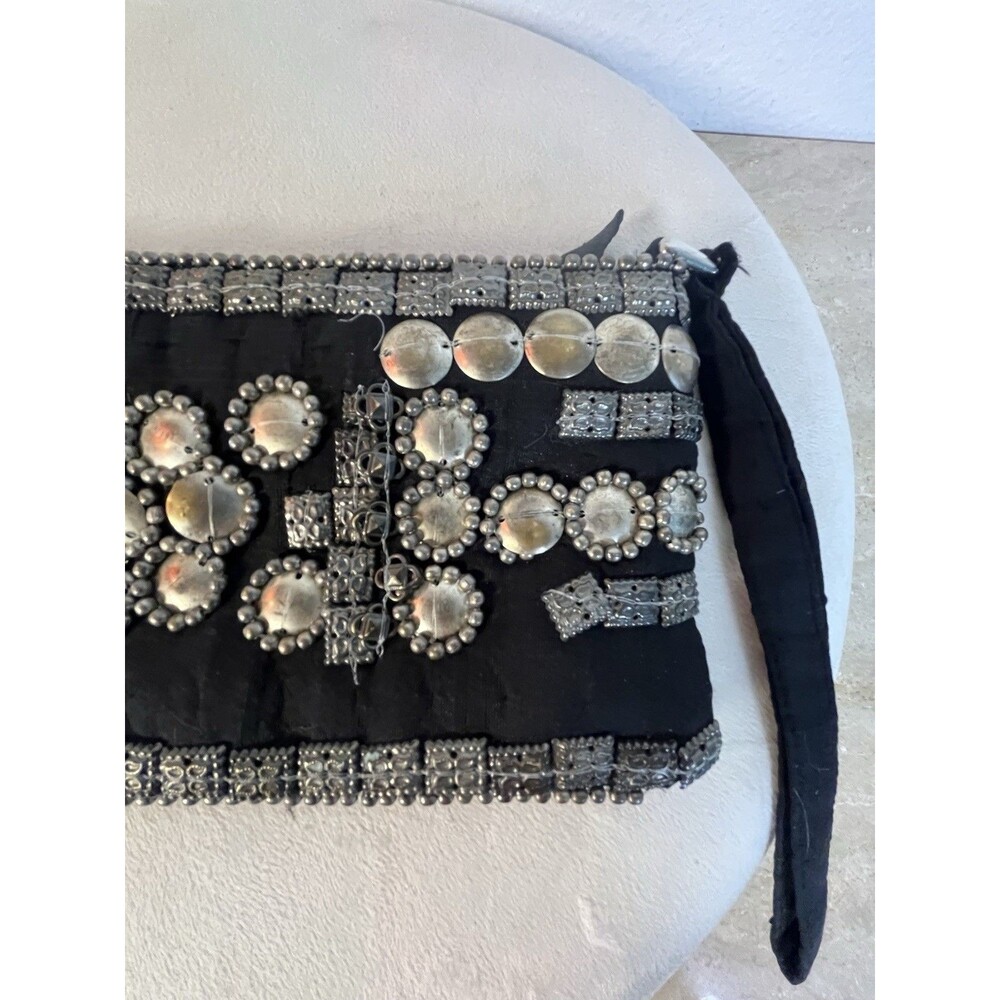 Y2K Express Boho Metal Beaded & Stud Moroccan Vintage Festival Wristlet Clutch - Picture 2 of 15